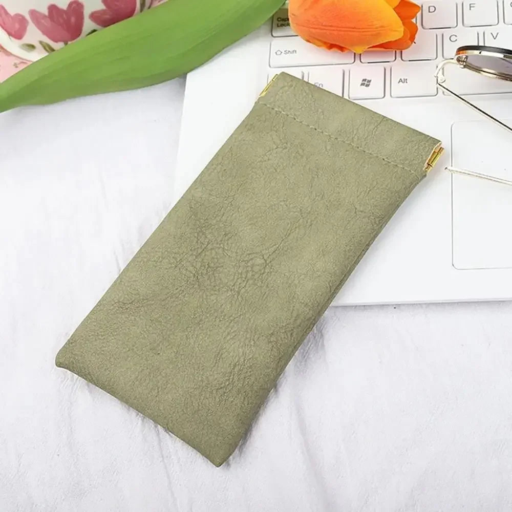New Soft Leather Sun Glasses Pouch Simple Solid Eyewear Storage Bags PU Waterproof Bag Case Gifts Eyewear Accessories