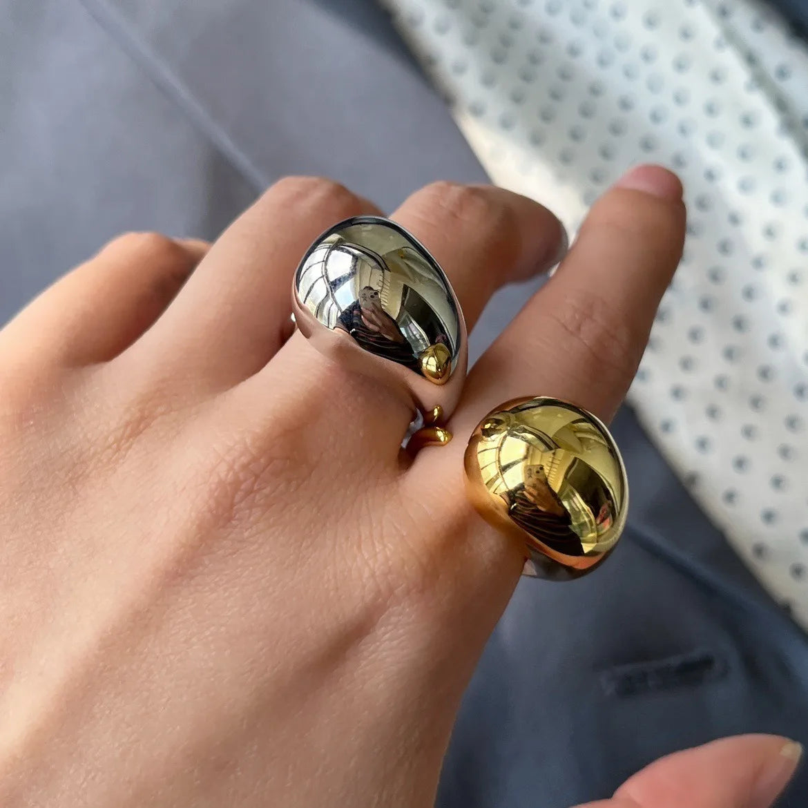 925 Sterling Silver Water Drop Ring For Women Gift Geometric Punk Exaggeration Trend Hiphop Jewelry Accessories Dropshipping