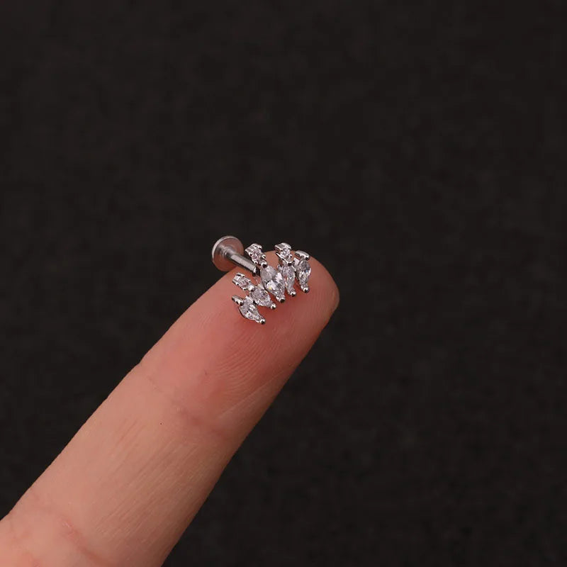 1PC 16G New Cross Heart Flower Crown Tragus Helix Stainless Steel Labret Lip Bar Rings Stud Cartilage Ear Piercing Body Jewelry