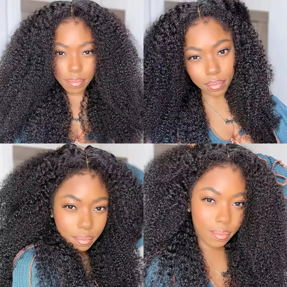 4C Edges Curly Human Hair Wigs Kinky Curly 13x6 HD Lace Frontal Wig 250% Deep Wave 13x4 Lace Front Human Hair Wigs on Sale