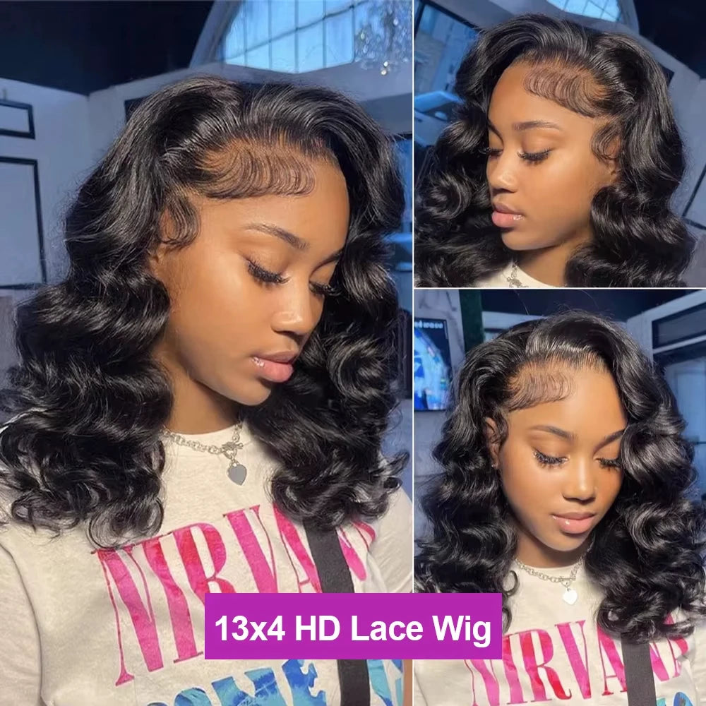 210 Density Bob Wig Human Hair 13x6 HD Lace Wigs Body Wave Human Hair Wig pre plucked Pre Cut Brazilian Lace Front Wig For Women
