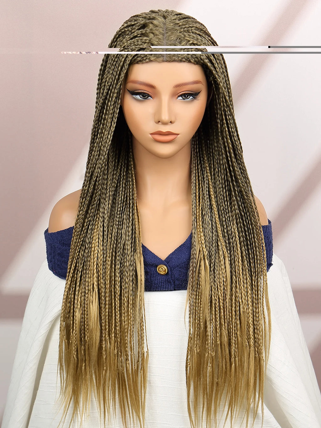 Premium Synthetic Braided Wigs Ombre Colors Protective Style Machine Made Braided Wig 32 inch Long Wigs For Black Women