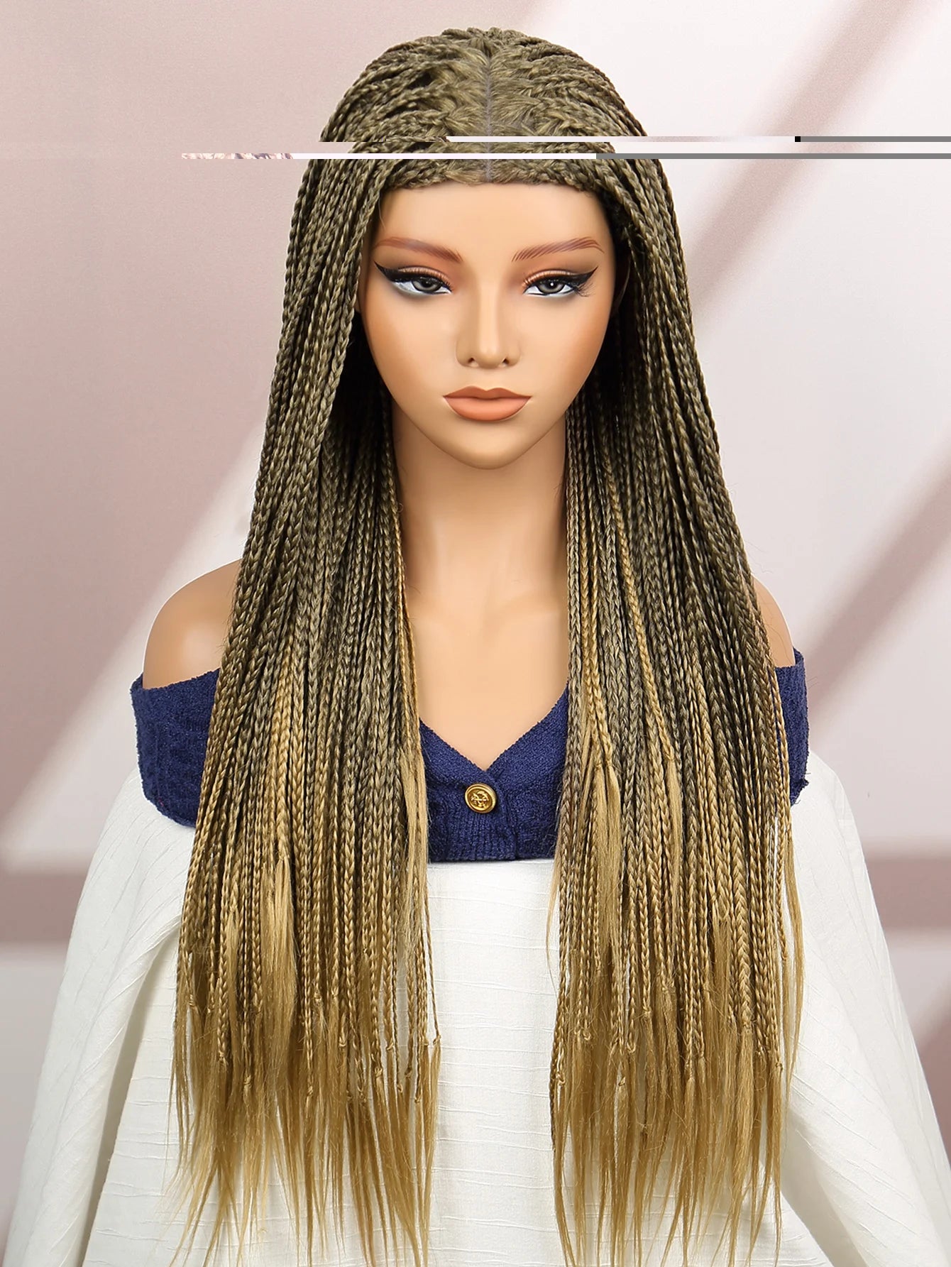 Premium Synthetic Braided Wigs Ombre Colors Protective Style Machine Made Braided Wig 32 inch Long Wigs For Black Women