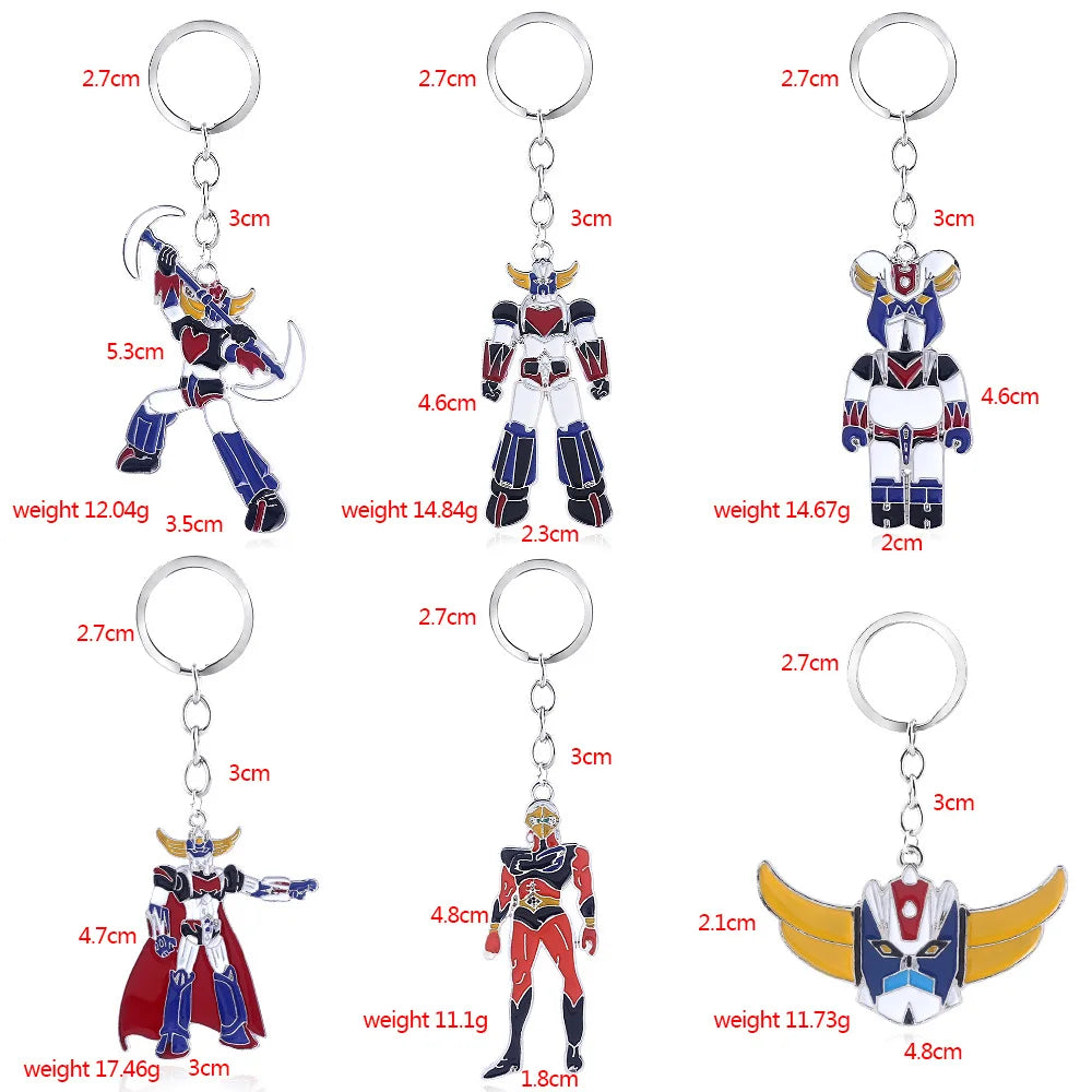 Japanese Comic Mazinger Z Pendant Keychain UFO Liantaisha Robot Grendizer Logo Keyring for Men Car Backpack Jewelry Accessories