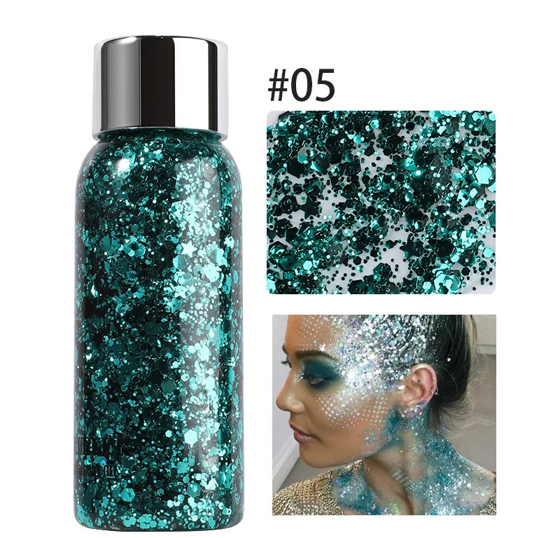 Body Glitter Gel Sequins Long Acting Face Eyes Hair Prom Party Mermaid Scales Not Easy To Take Off Makeup