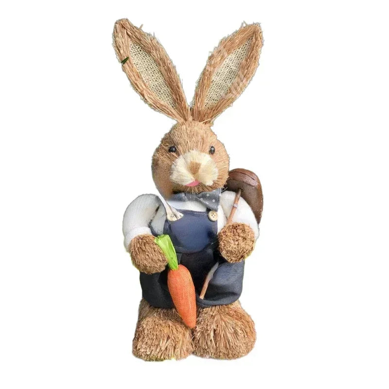 Easter Bunny Woven Grass Rabbit Decor | Handmade Rustic Holiday Decoration | Unique Easter Gift for Home & Kids