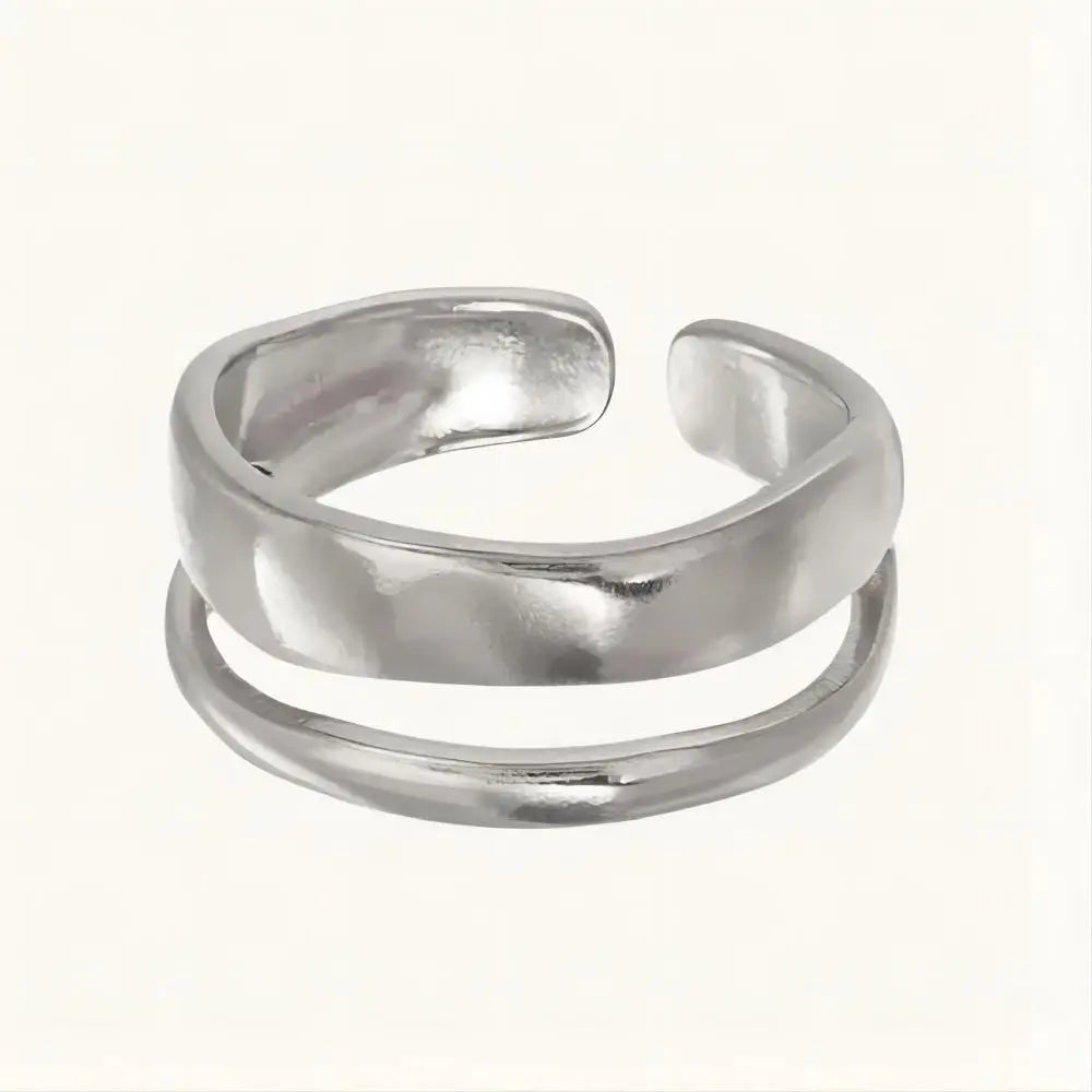 1/3 PCS Stackable Stainless Steels Adjustable Ripple Rings 18K Plated Gold Silver Minimalist Irregular Rings for Women Jewelry