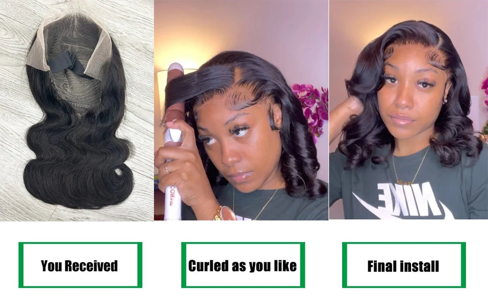 210 Density Bob Wig Human Hair 13x6 HD Lace Wigs Body Wave Human Hair Wig pre plucked Pre Cut Brazilian Lace Front Wig For Women