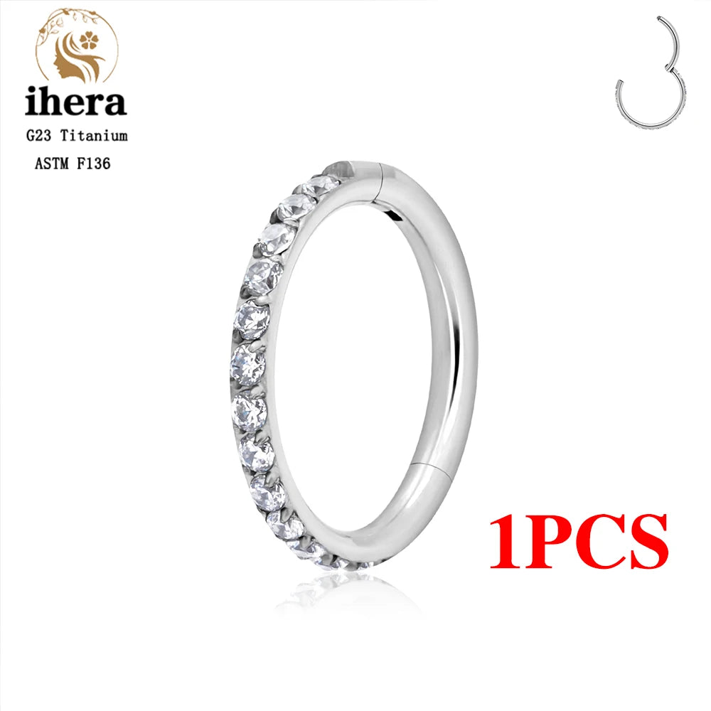 1/10PCS G23 Titanium Nose Rings Septum Clicker Ear Cartilage Tragus Helix Daith Earrings Hoops 16G 18G CZ Body Piercing Jewelry