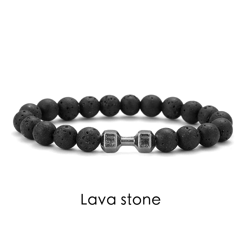 Natural Volcanic Stone Bracelet – Matte Black Lava Bead Fitness Bracelet for Men & Women