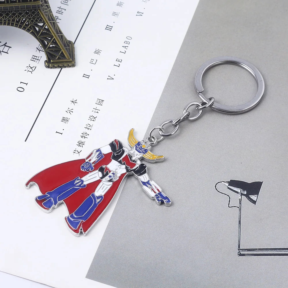 Japanese Comic Mazinger Z Pendant Keychain UFO Liantaisha Robot Grendizer Logo Keyring for Men Car Backpack Jewelry Accessories