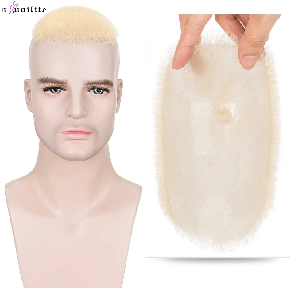 Men's Buzz Cut Toupee | 100% Human Hair | Super Thin PU Skin Base | Natural Black & Blonde
