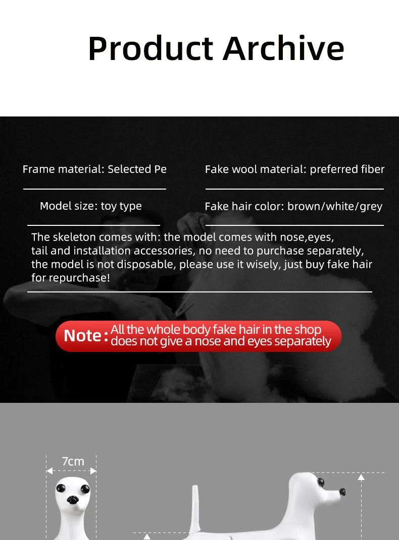 Teddy dog pet professional beauty simulation wig model practice special skeleton environmentally friendly PE material scissors