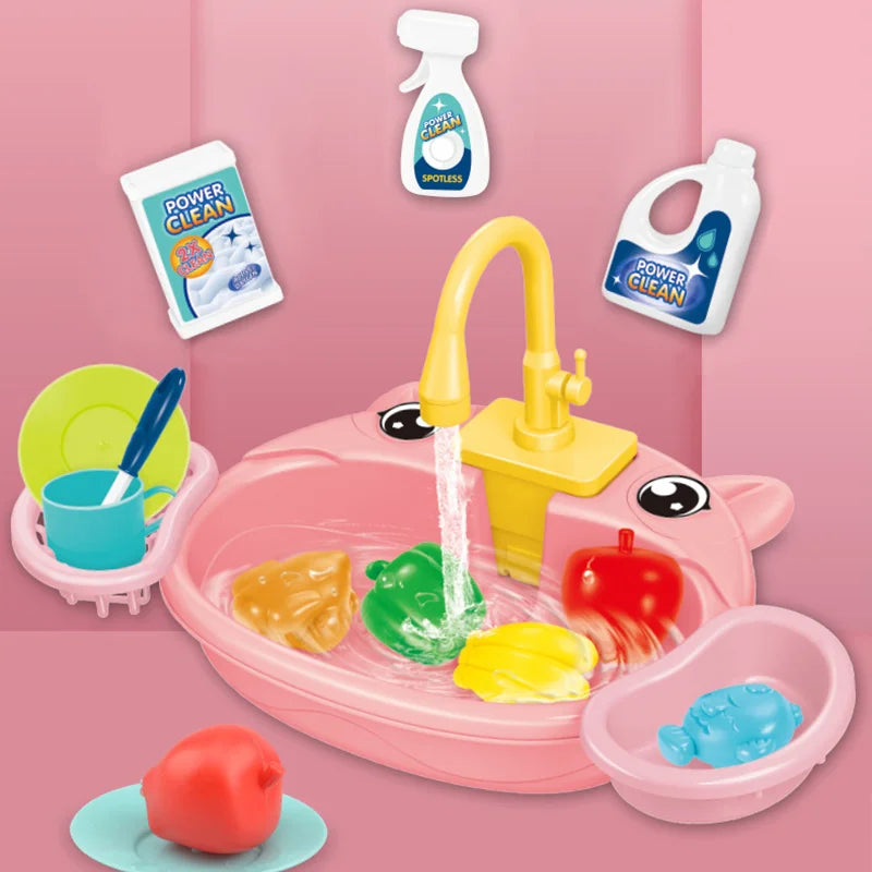Kids Mini Sink Kitchen Toy Set Dishwashing Simulated Educational Play House Games Sink Set Children Christmas Gift Kitchen Toys