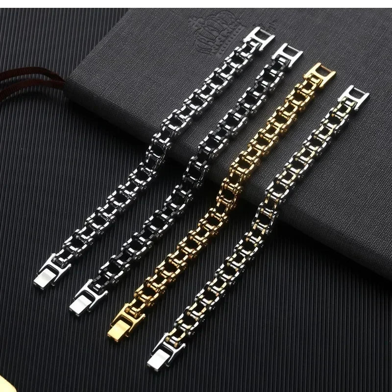Stainless Steel Biker Chain Bracelet Mens Bracelet Link Chain Motorcycle Bicycle Style Bracelets Fashion Punk Bangles Jewelry