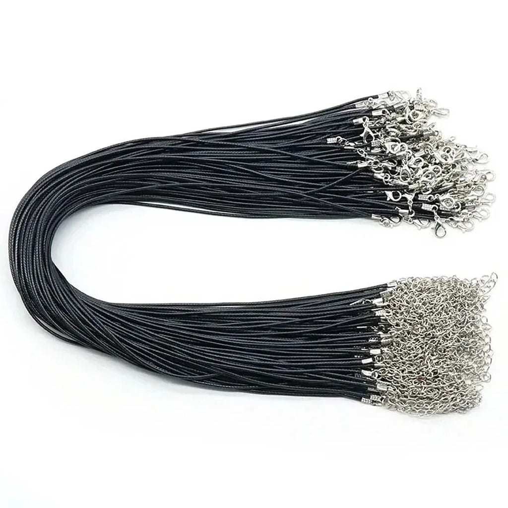 50-100Pcs Leather Necklace Chains Bracelet Cord Clasps for Pendants, Bulk Waxed Rope Necklace String, Jewelry Making Supplies
