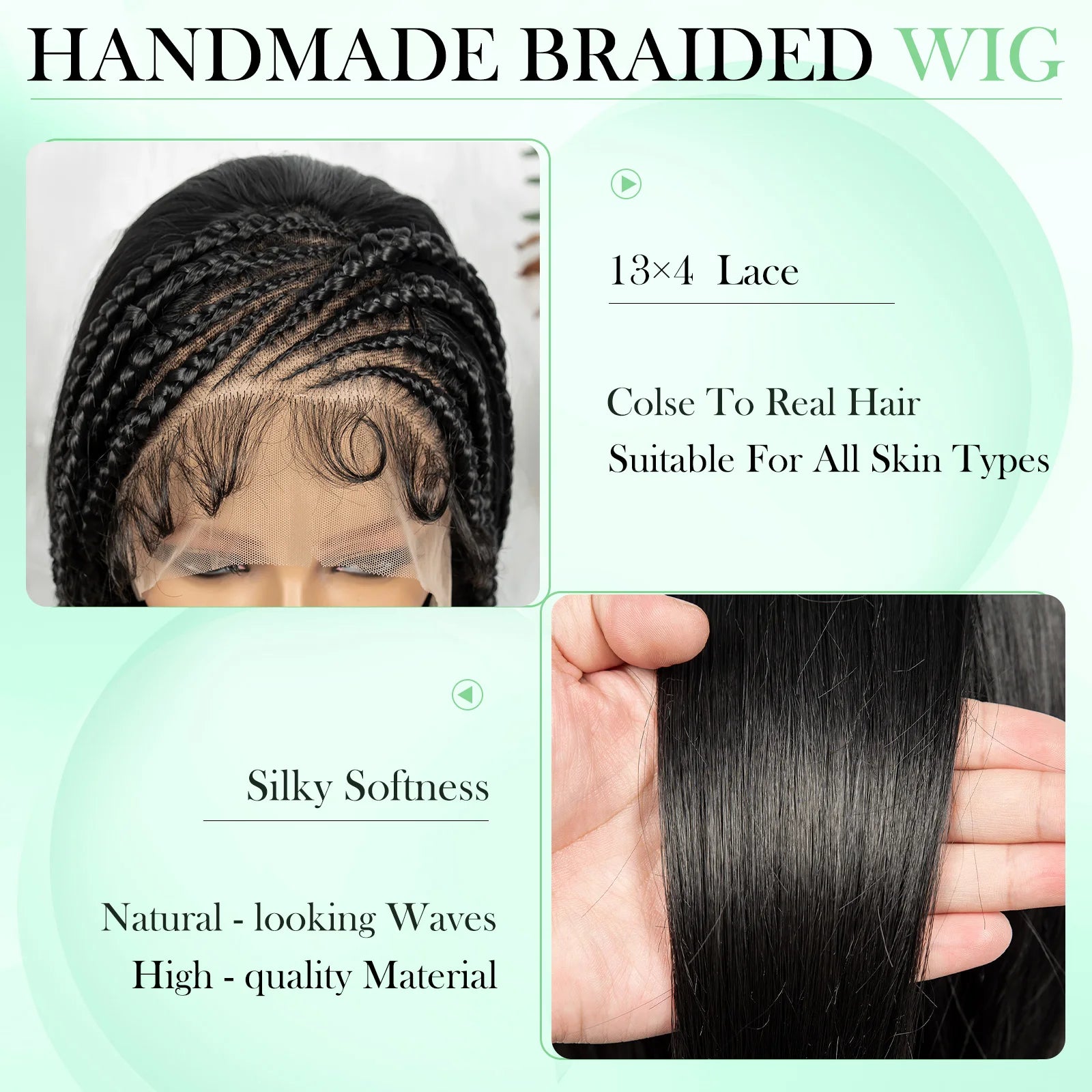 Synthetic Cornrow Braided Wigs Straight 13x4 Lace Frontal Wig With Baby Hair Partition Design With Braided For Black Women