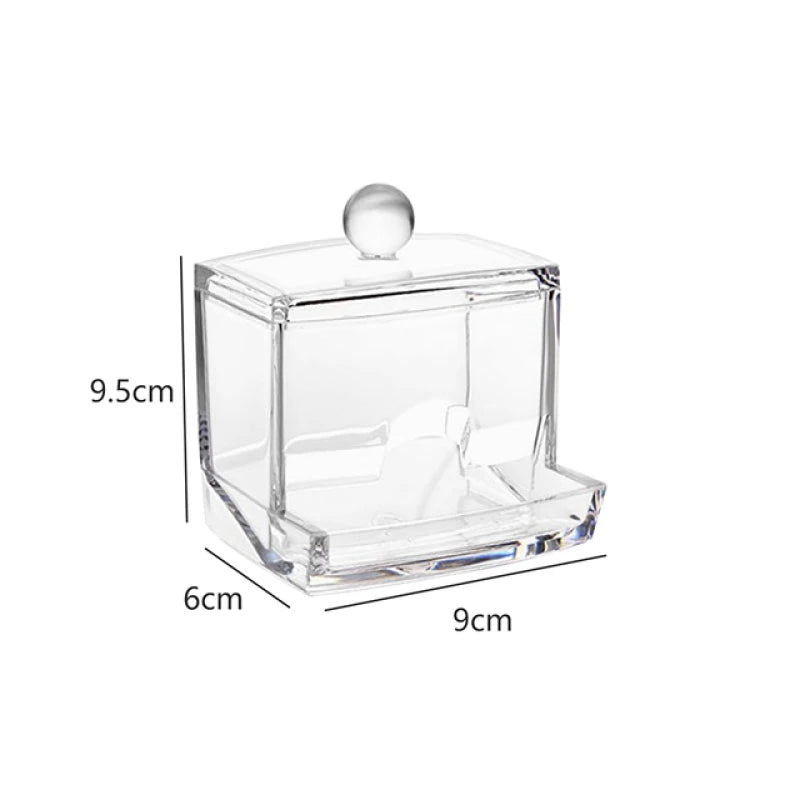 Acrylic Storage Box Bathroom Jar Makeup Organizer Cotton Round Pad Holder Cotton Swab Box Qtip Holder Dispenser with Bamboo Lid