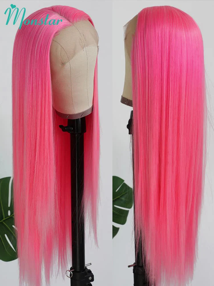 Pink Human Hair Wig – 30 & 38 Inch 613 HD Lace Frontal 13x6 Colored Wig