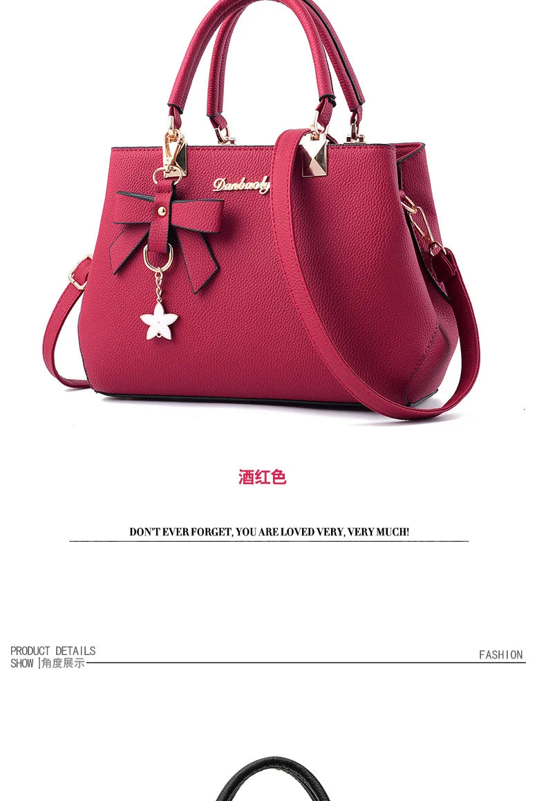Yogodlns Elegant Women Messenger Bags with flower pendant Office Ladies Totes Pure Leather Handbag for female Crossbody Shoulder