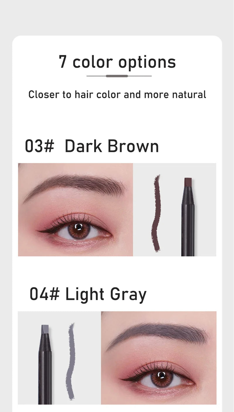 Waterproof Eyebrow Pencil with Soft Brush – Long-Lasting Permanent Makeup Tattoo Tool