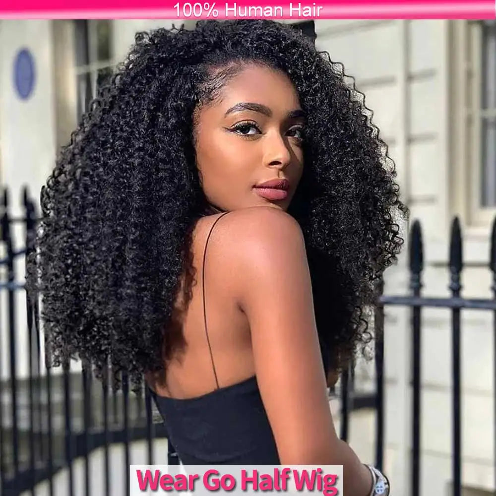 Kinky Curly 3-in-1 Half Wig | 100% Brazilian Remy Human Hair | Glueless Flip Over | 16"–36"