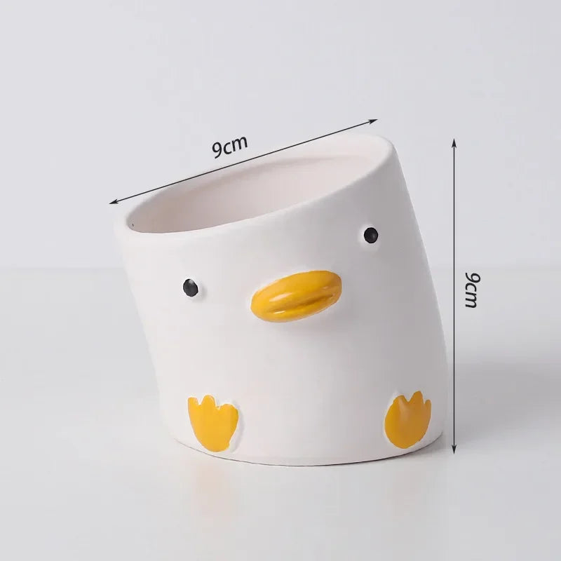 Cartoon Animal Succulent Planter | Cute Ceramic Flower Pot | Desktop Home Decor | 9×9cm