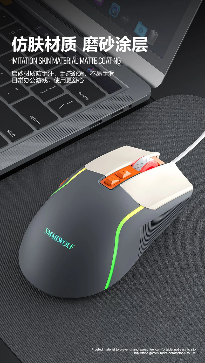 SMAILWOLF M18 RGB Gaming Mouse – Wired USB Ergonomic E-Sports Mouse for PC & Laptop