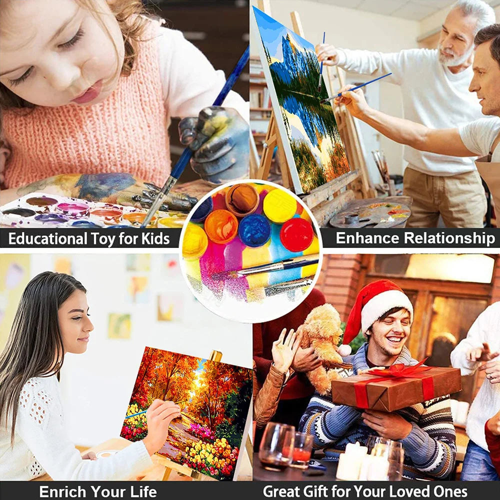 Paint By Numbers Night Park Scenery Kit | 40×50cm Frameless Canvas | DIY Acrylic Painting for Kids & Adults | Home Decor Gift