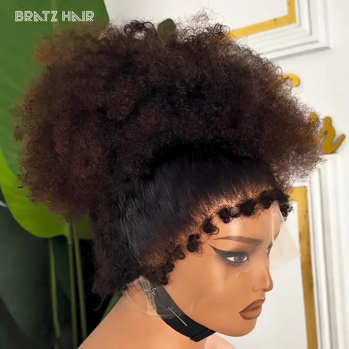 4C Kinky Edges Afro Curly Human Hair Wigs HD Transparent 360 Full Lace Frontal Wig Pre Plucked 360 Full Lace Human Hair Wigs