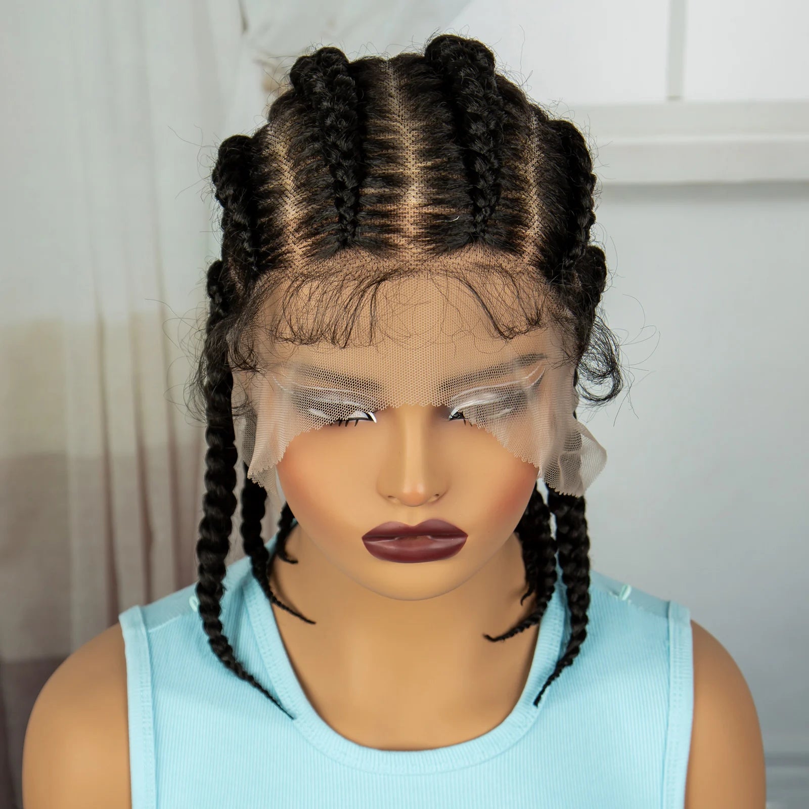Synthetic Cornrow Braided Wigs Full Lace Short Cute Bob Wigs for Women Girls 14inch Lace Frontal Braided Lace Wig with Baby Hair