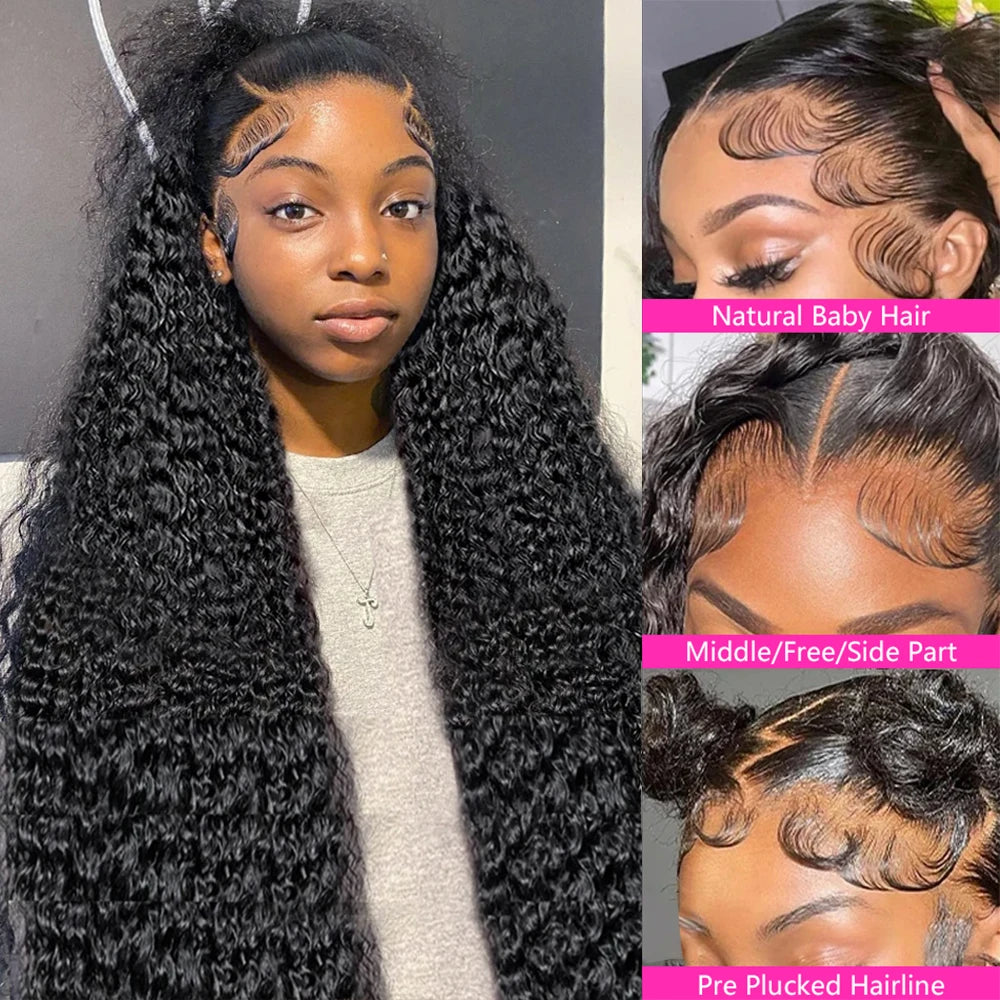 250% Wate Wave 13x6 HD Lace Frontal Wig Curly Human Hair Wigs Deep Wave Lace Front Wig Wear Go Glueless 4x4 HD Lace Closure Wig
