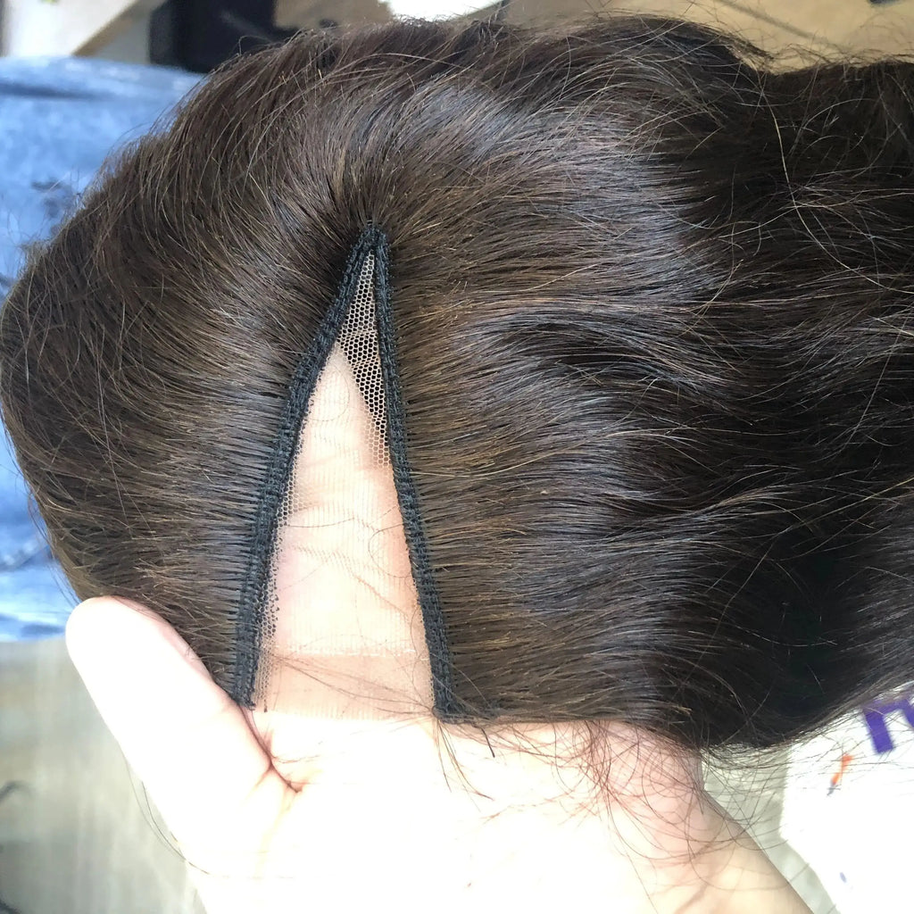 30inches Super Wavy Chestnut Brown 1X4 U Part Wig Human Hair for Black Women Machine Made Easy Wear Wig With Clips V Part Wigs