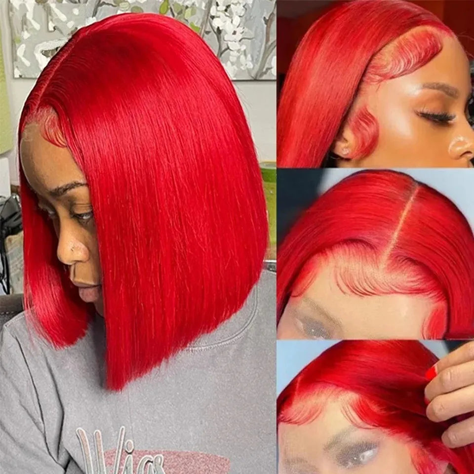13x4 HD Short Ombre Blonde Wig Straight Bob Lace Front Wig Pre Plucked Synthetic Short Lace Frontal Wig Glueless Daily Cosplay