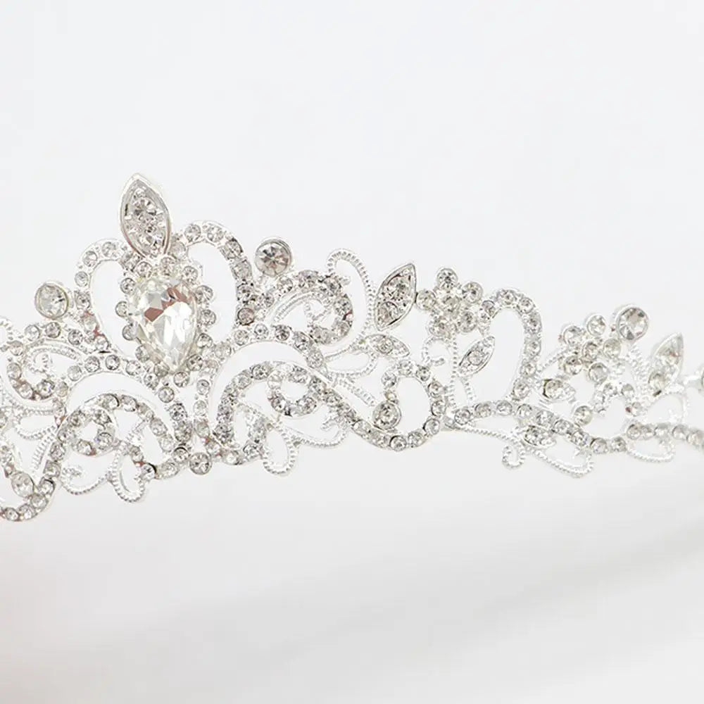 Korean Style Wedding Jewelry Set – Necklace, Earrings & Tiara for Women