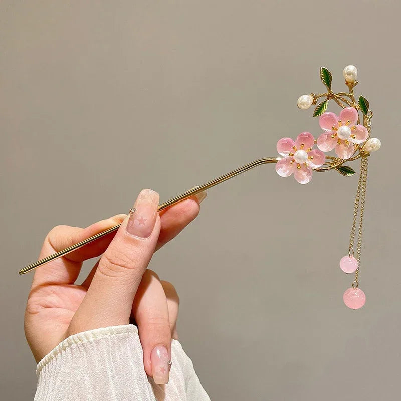 Charm Metal Hairpins Retro Antique Tassel Phoenix Student Pearl Rhinestone Butterfly Hair Stick Jewelry Wedding Hair Accessories