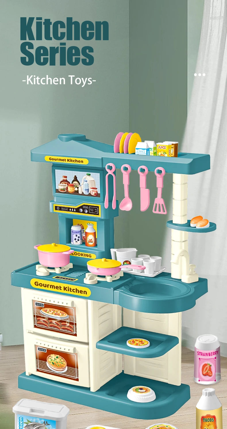 Kids Play Kitchen Accessories Playset – Toy Foods, Pans, Pots, Breads & Utensils for Ages 3+