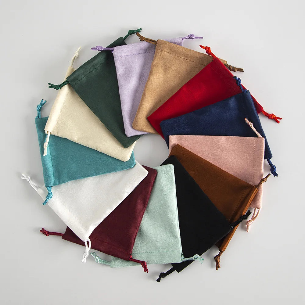 10pcs/Lot  Tinifu Blue Flannel Jewelry Packaging Velvet Drawstring Pouch for Cosmetic Makeup Pouches Chic Wedding Favor Gift Bag