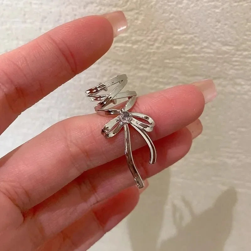 Pink Butterfly Ear Cuff Earrings For Women Girls Fashion Bowknot No Piercing Clips Earring Fake Piercing Ballet Clip On Jewelry