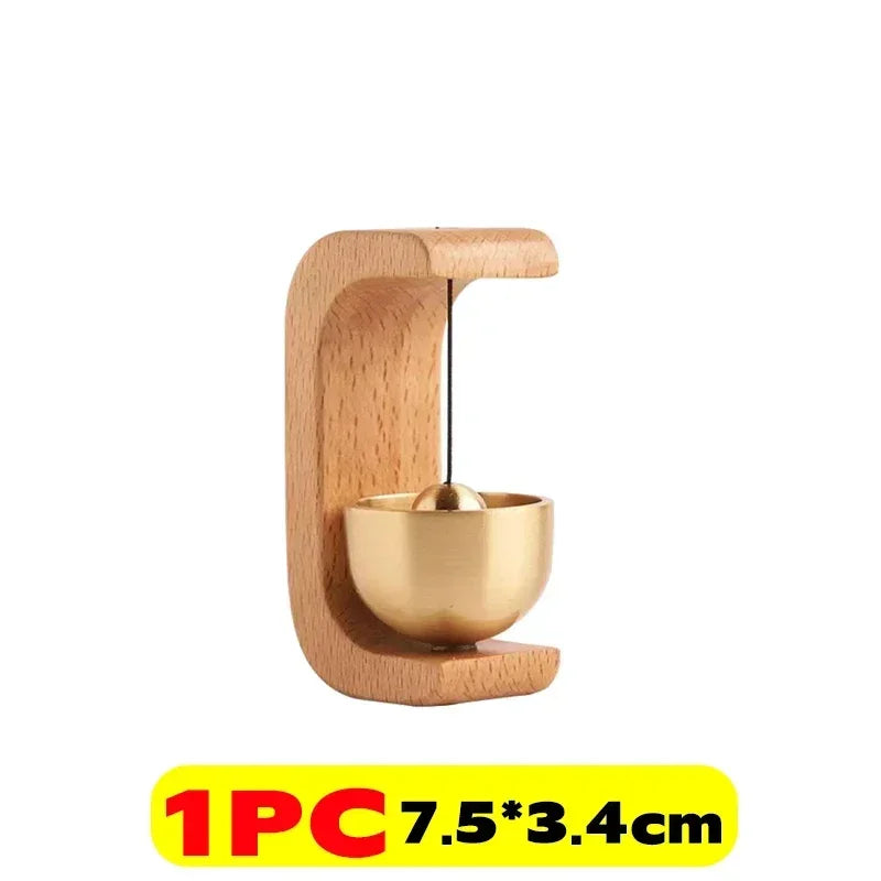Wooden Magnetic Wind Chime Doorbell | Brass Jingle Bell Entry Reminder | Nordic Minimalist Home Decor Door Pendant
