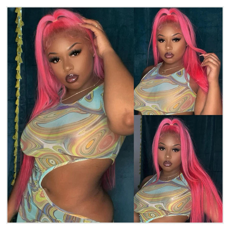 Pink Human Hair Wig – 30 & 38 Inch 613 HD Lace Frontal 13x6 Colored Wig