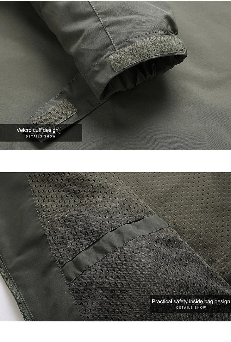 Men's Waterproof Softshell Tactical Jacket – Windbreaker for Hunting, Hiking & Fishing