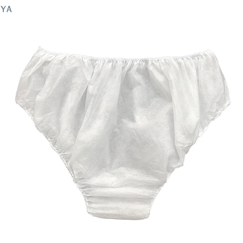 Disposable Underwear – 10-Pack White Double-Woven Underpants for Travel, Hospital & Postpartum