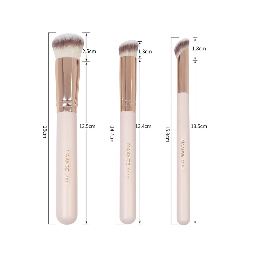 Maange 3-Piece Makeup Brush Set – Concealer, Eye Shadow & Blending Brushes with 2 Triangle Powder Puffs