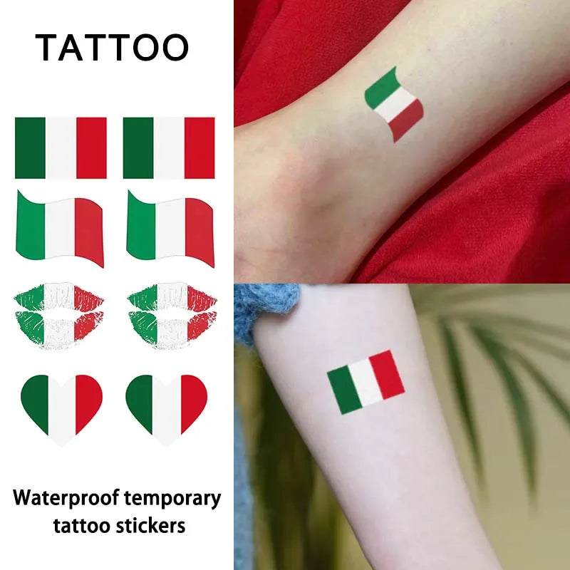 Italy Flag Temporary Tattoo Sticker, Long-lasting Waterproof, Realistic Non-reflective Fake Tattoo, for Men and Women