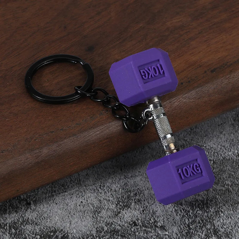 3D PVC Sports Fitness Pendant Mini Barbell Plates Keychain Kettlebells Water Cups Simulation Dumbbell Keyring Creative Bag Charm