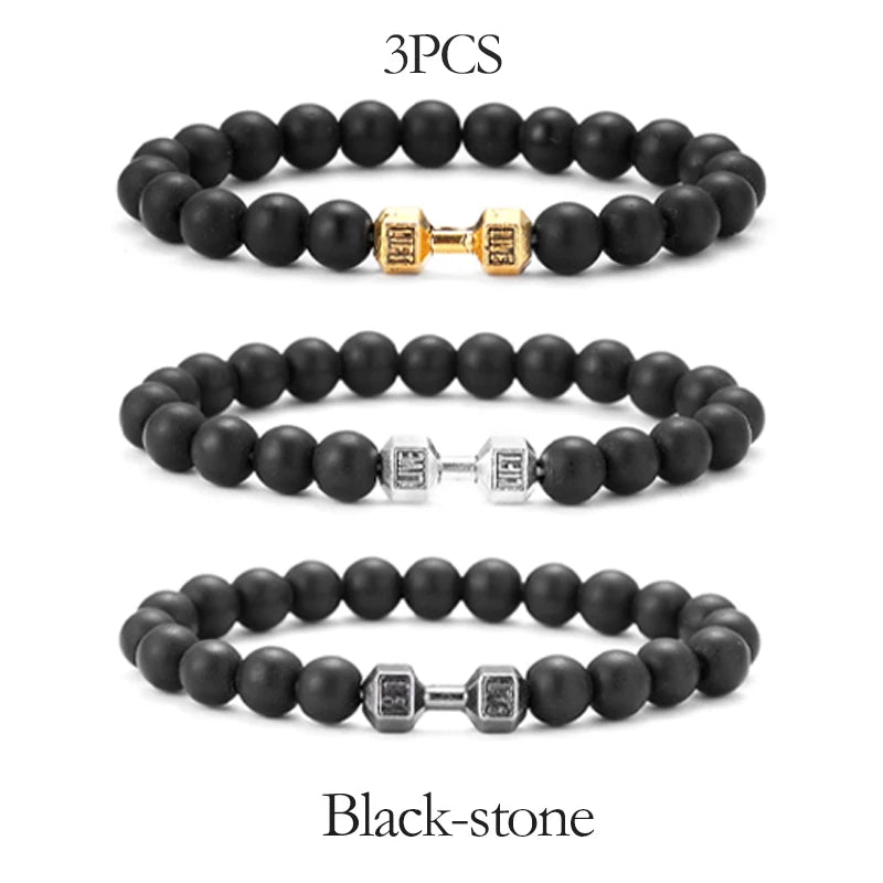 Natural Volcanic Stone Bracelet – Matte Black Lava Bead Fitness Bracelet for Men & Women