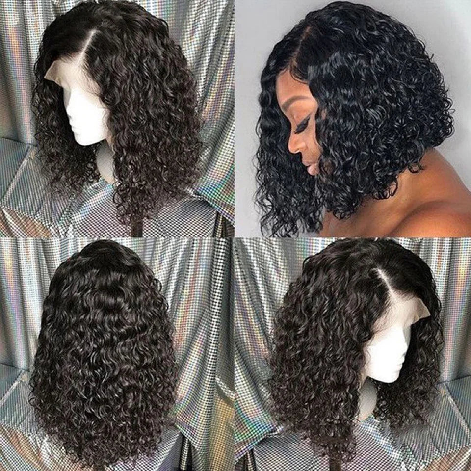 Short Curly Bob Human Hair Wigs For Women 13x4 Deep Water Curly Wave Lace Front Wig Glueless Curly Bob Wig Deep Wave Frontal Wig