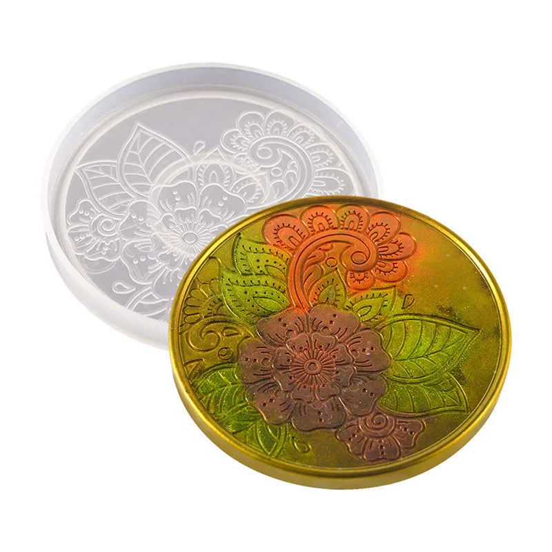 Round Coaster Silicone Mold | DIY Epoxy Resin & Concrete Flower Coaster Mold | Coffee & Wine Glass Home Decor Craft