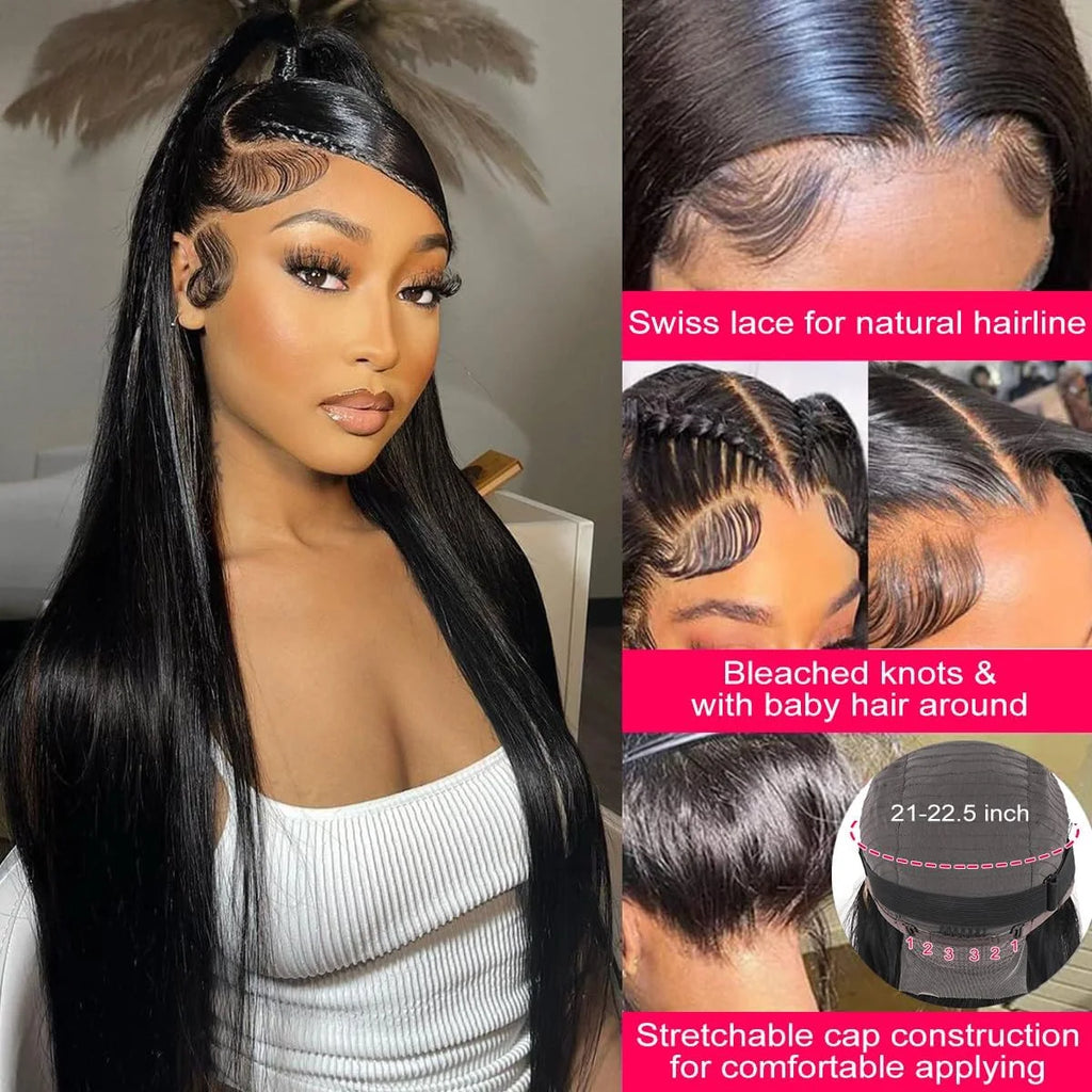 13x4 Bone Straight Lace Front Wig 13x6 Transparent Lace Closure Wig 38 40 Inch Human Hair Wigs For Women 360 Full Lace Front Wig